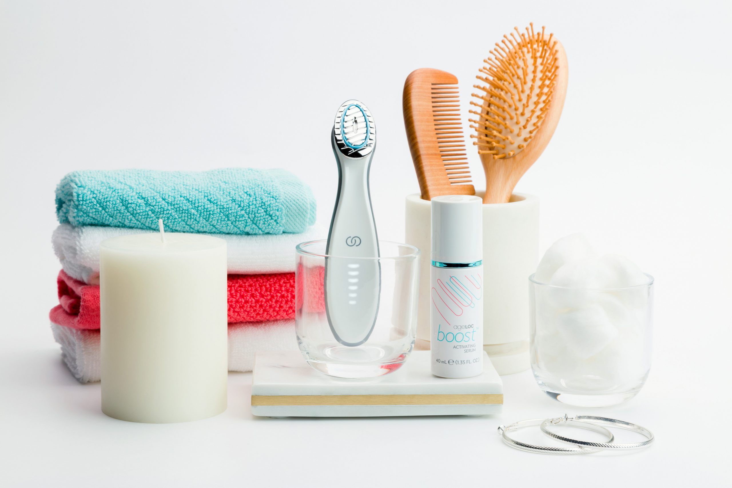 ageLOC,Boost,Serum,West,Counter,tray,candle,towels